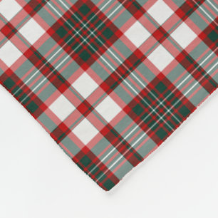 White, Red, and Dark Green Christmas Plaid Pattern Fleece Blanket