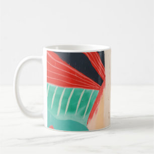 WHITE RED AND GREEN ABSTRACT PAINTING COFFEE MUG