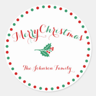 White, Red And Green Custom Christmas Stickers