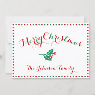 White, Red And Green Personalized Christmas Cards