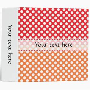 White, Red and Orange Polka Dot Binder