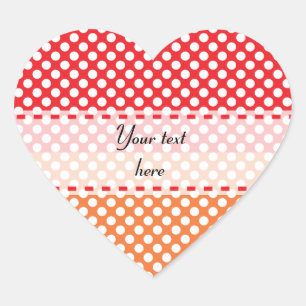 White, Red and Orange Polka Dot Heart Sticker