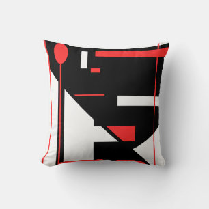 White Red Art Lollipop Black Geometric Shapes Throw Pillow