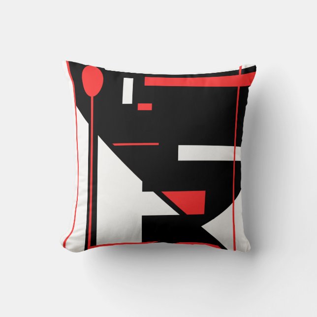 White Red Art Lollipop Black Geometric Shapes Throw Pillow (Front)