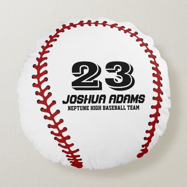 White Red Baseball Games Équipe Coussin ronde (Devant)