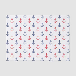White Red Blue Nautical Anchor Pattern Tissue Paper