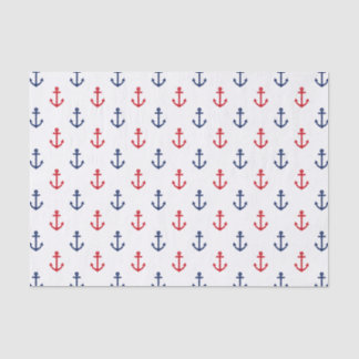 White Red Blue Nautical Anchor Pattern Tissue Paper