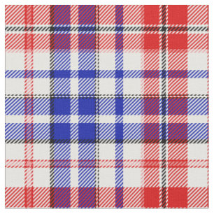 White Red Blue Plaid Tartan Design Fabric