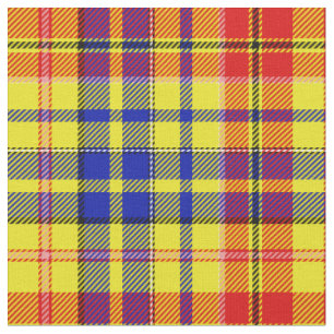 White Red Blue Plaid Tartan Design  Fabric