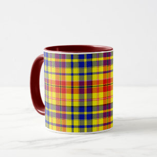 White Red Blue Plaid Tartan Design  Mug