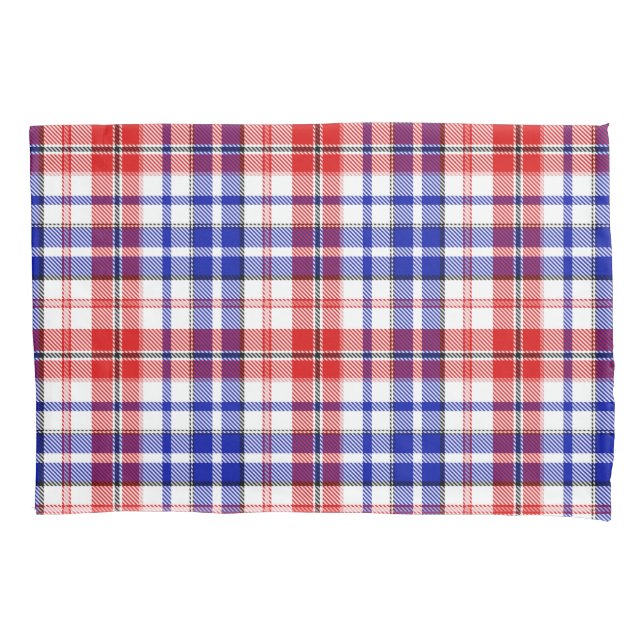 White Red Blue Plaid Tartan Design  Pillowcase (Front)