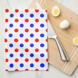 White Red Blue Polka Dots Design  Kitchen Towel