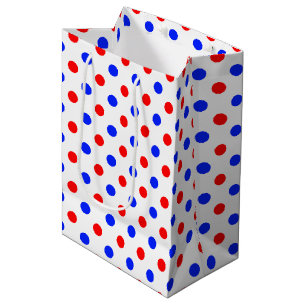 White Red Blue Polka Dots Design Medium Gift Bag