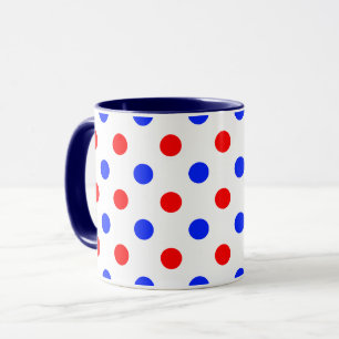 White Red Blue Polka Dots Design  Mug