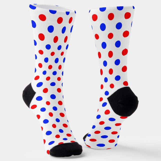 White Red Blue Polka Dots Design  Socks (Angled)