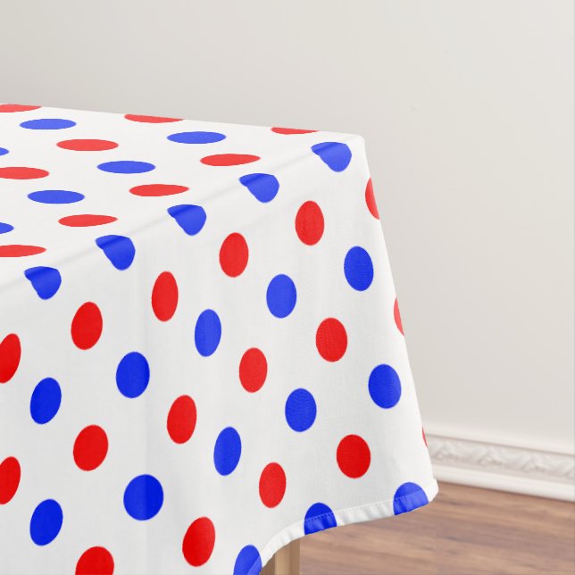 White Red Blue Polka Dots Design  Tablecloth (In Situ)