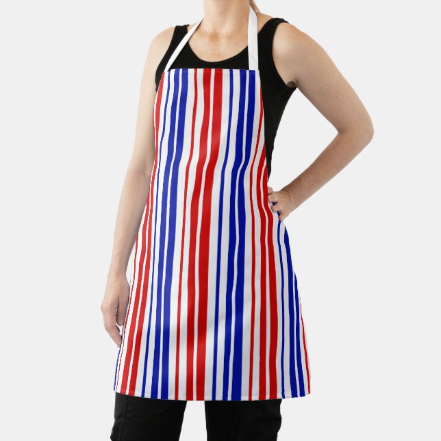 White Red Blue Stripes Pattern   Apron (Insitu)