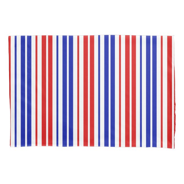 White Red Blue Stripes Pattern   Pillowcase (Front)