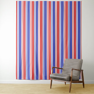 White Red Blue Stripes Pattern Tapestry