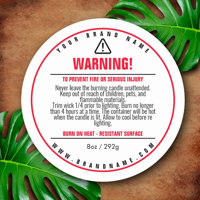 White / Red Candle Product Warning Label Sticker (Creator Uploaded)