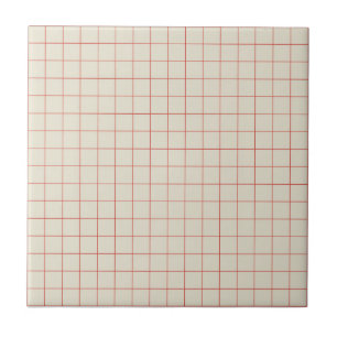 White & Red Chequered Retro Minimalist Tile