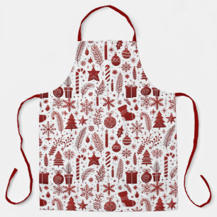 White Red Christmas Apron