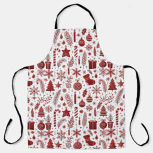 White Red Christmas Apron
