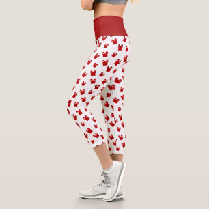White & Red Christmas Gift Boxes Pattern High Capri Leggings