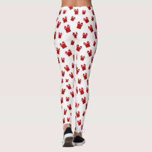 White & Red Christmas Gift Boxes Pattern Long Leggings