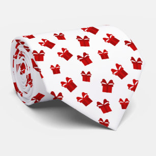 White & Red Christmas Gift Boxes Pattern Tie