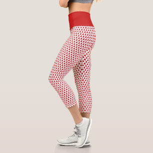 White & Red Christmas Tree Pattern Capri Leggings
