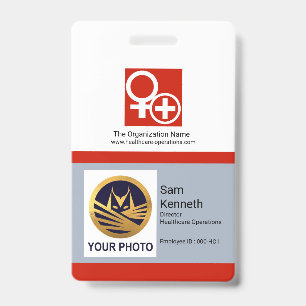 White Red Column Blocks Photo Template Medical Badge