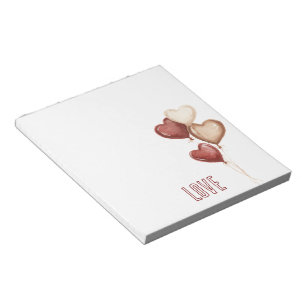 White Red Cream Heart Balloons Love  Notepad