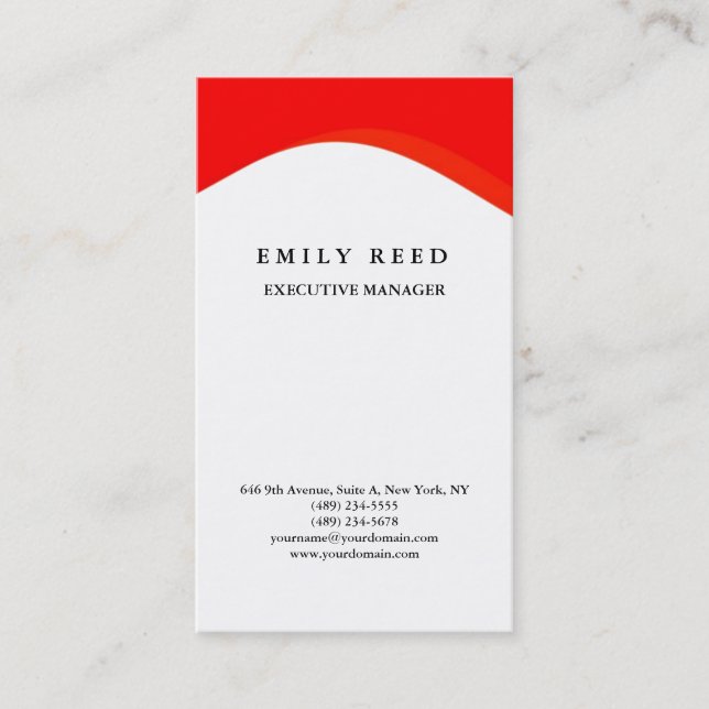 White red curve modern professional minimalist business card (Front)