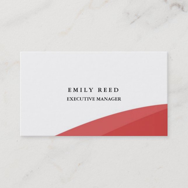 White red curves modern professional minimalist business card (Front)
