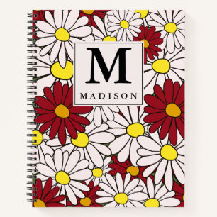 White red daisies floral notebook