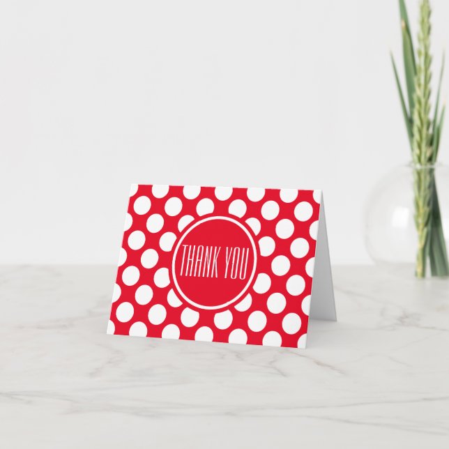 White red dots | Festive thank you Card (Front)