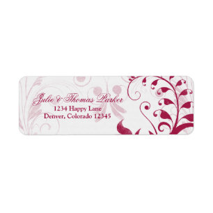 White Red Floral Wedding Return Address Label