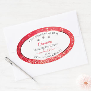 White Red Glitter Stars Product Packaging Labels