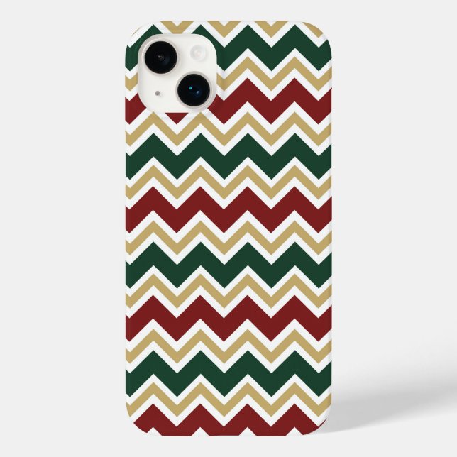 White Red Green Beige Chevron Pattern Case-Mate iPhone Case (Back)