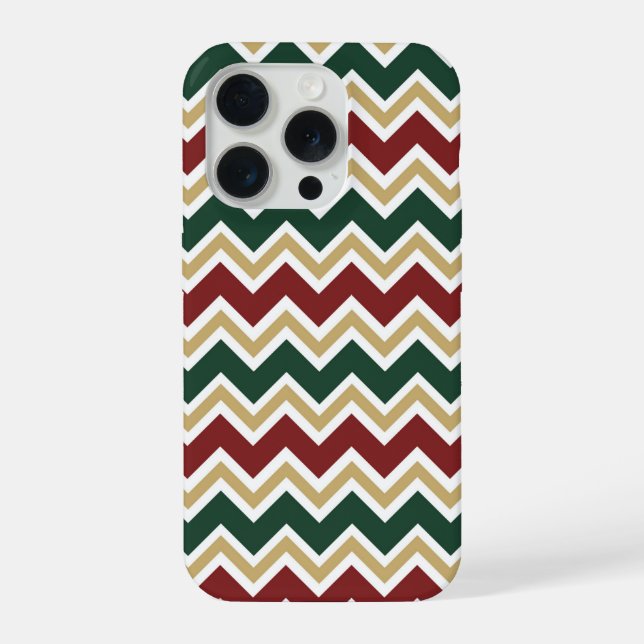 White Red Green Beige Chevron Pattern iPhone Case (Back)