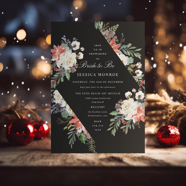 White Red Green Holiday Christmas Bridal Shower Invitation (Creator Uploaded)