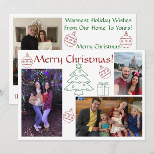 White, Red, & Green Modern Multiple Photo Holiday Card