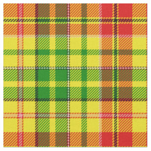 White Red Green Plaid Tartan Design  Fabric