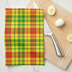 White Red Green Plaid Tartan Design  Kitchen Towel