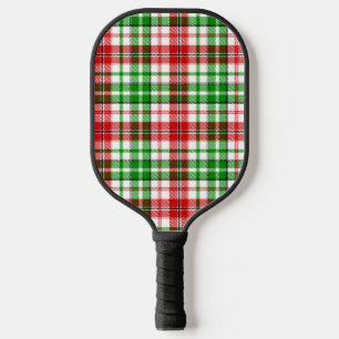White Red Green Plaid Tartan Design Pickleball Paddle