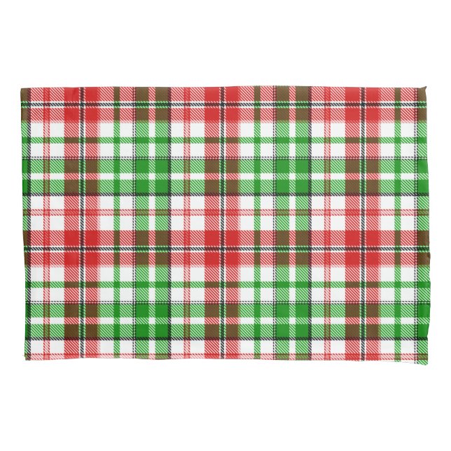 White Red Green Plaid Tartan Design  Pillowcase (Front)