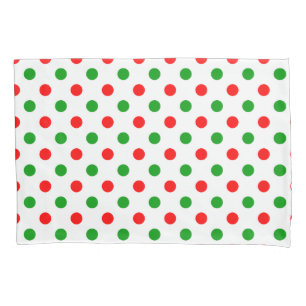 White Red Green Polka Dots Design  Pillowcase