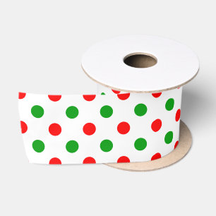 White Red Green Polka Dots Design Satin Ribbon