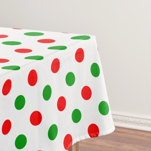 White Red Green Polka Dots Design  Tablecloth (In Situ)